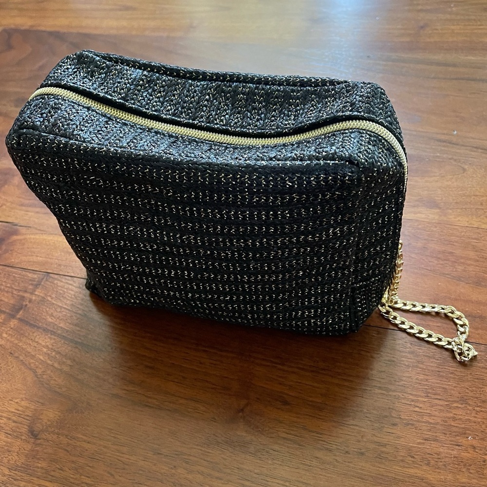 Tarte Black and Gold Zipper Make Up Case with Gold Chain